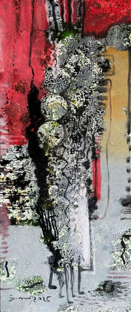 Unity- 3, mixed media on canvas, 14'' x2.5 feet, 2025