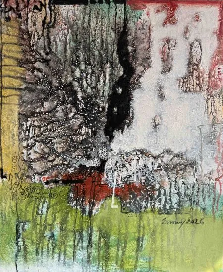 Wild symphony-3, mixed media on canvas, 2.5 x 3 feet, 2025