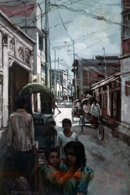 Old dhaka-4, oil on canvas, 1.5 x 2 feet,1984