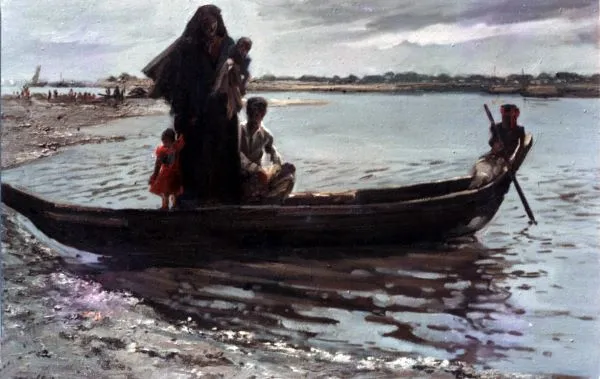Nayor at  bonshi river,oil on canvas, 4 x 3 feet, 1982