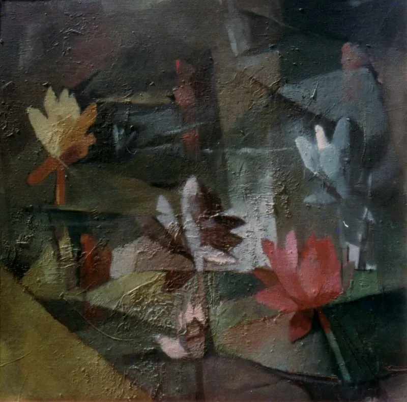 Water lilies, oil on cavvas, 3 x 3 feet, 1983